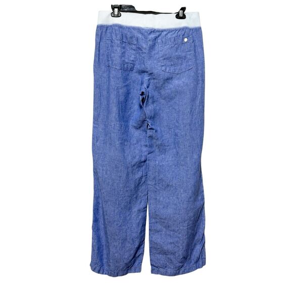 Lilly Pulitzer Pants Size Large Blue Chambray Linen Pull On Straight Wide Leg - Picture 2 of 13